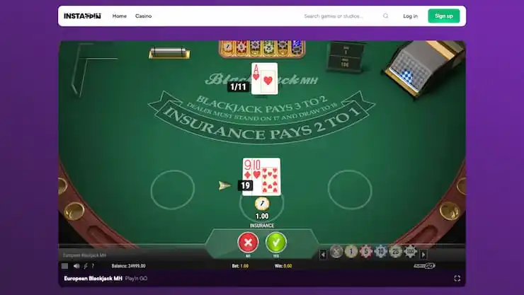 InstaSpin blackjack