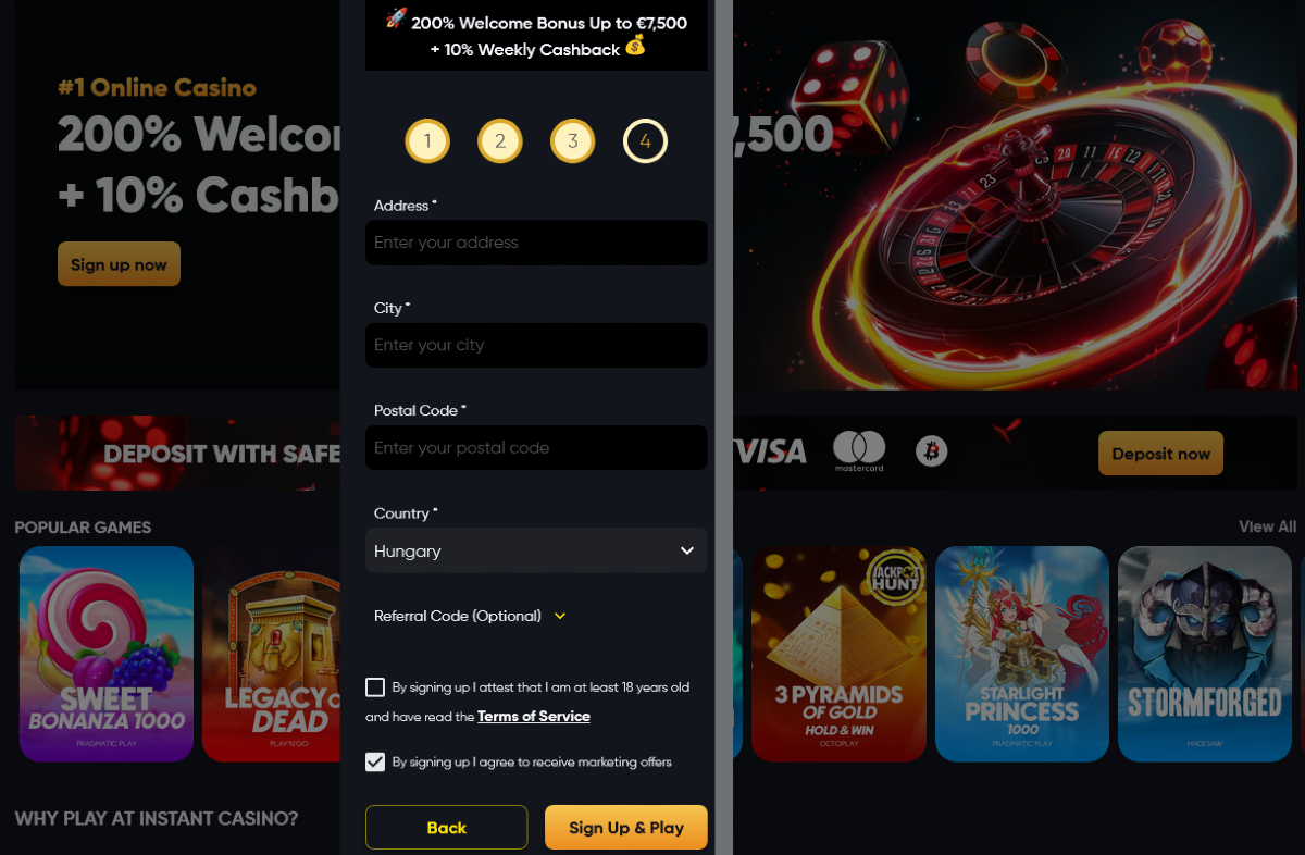 Regisztráció Instant Casino 4