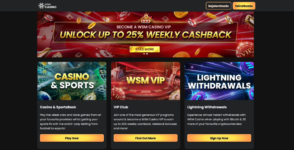 WSMCasino Legjobb kripto és bitcoin kaszinók