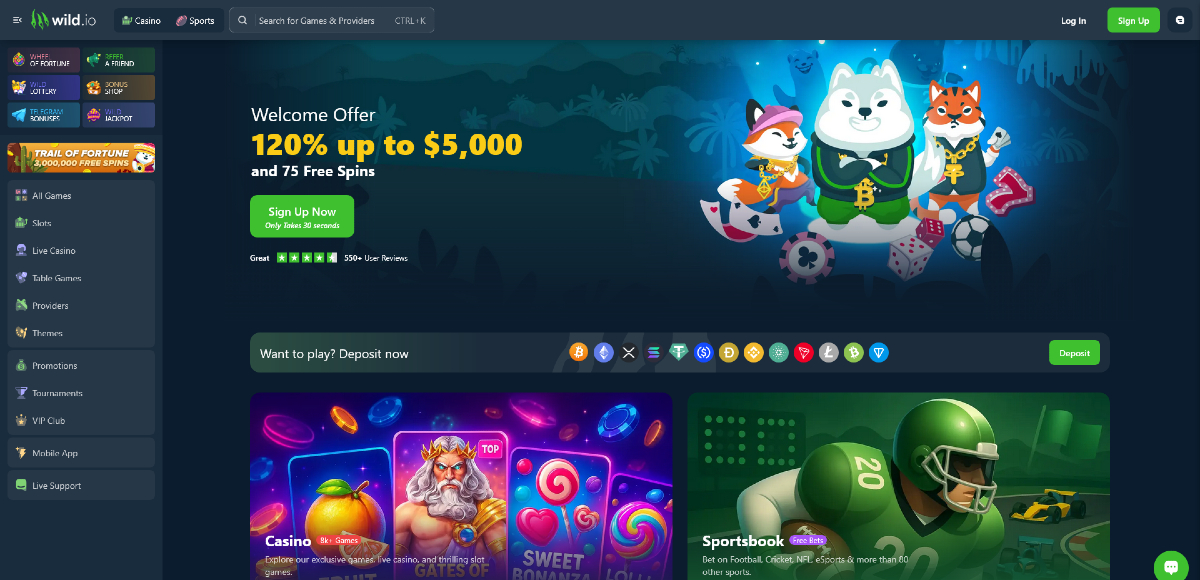 Wild.io Legjobb kripto és bitcoin kaszinók