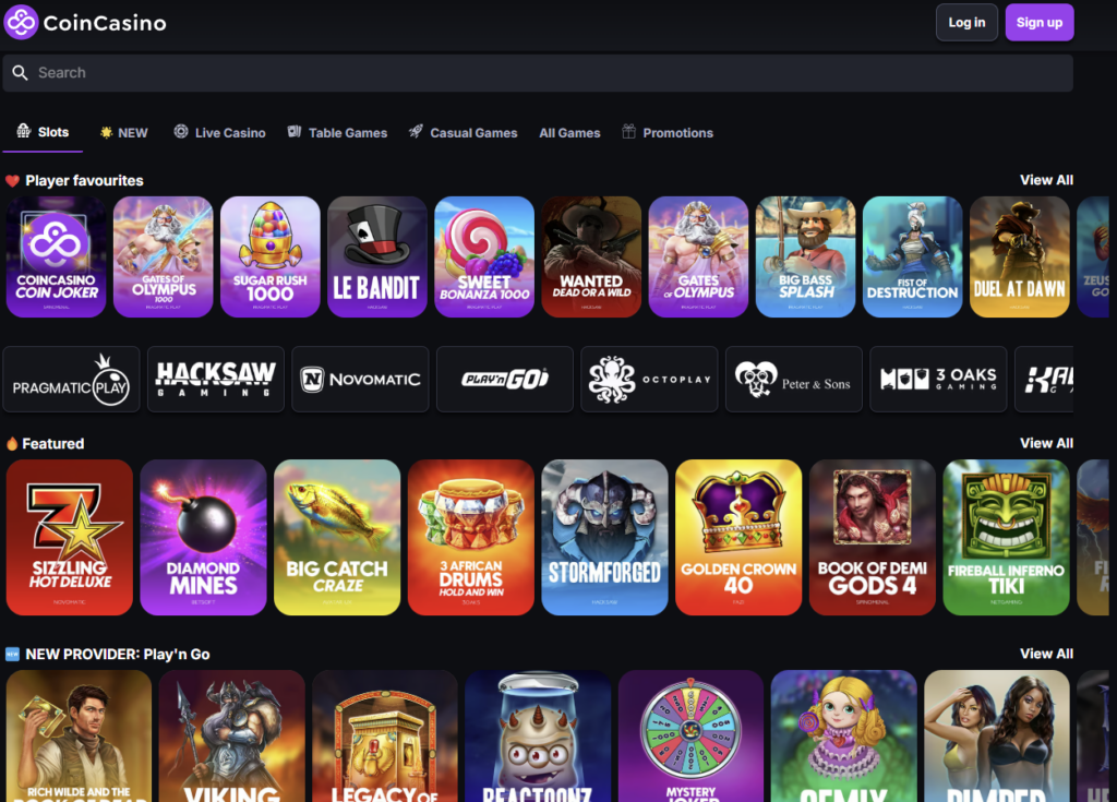 2. CoinCasino – puikus kazino pasirinkimas naudojant kriptovaliutą