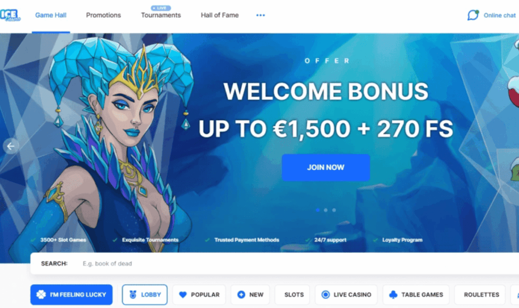 8. Ice Casino – užsienio kazino su greitais išmokėjimais