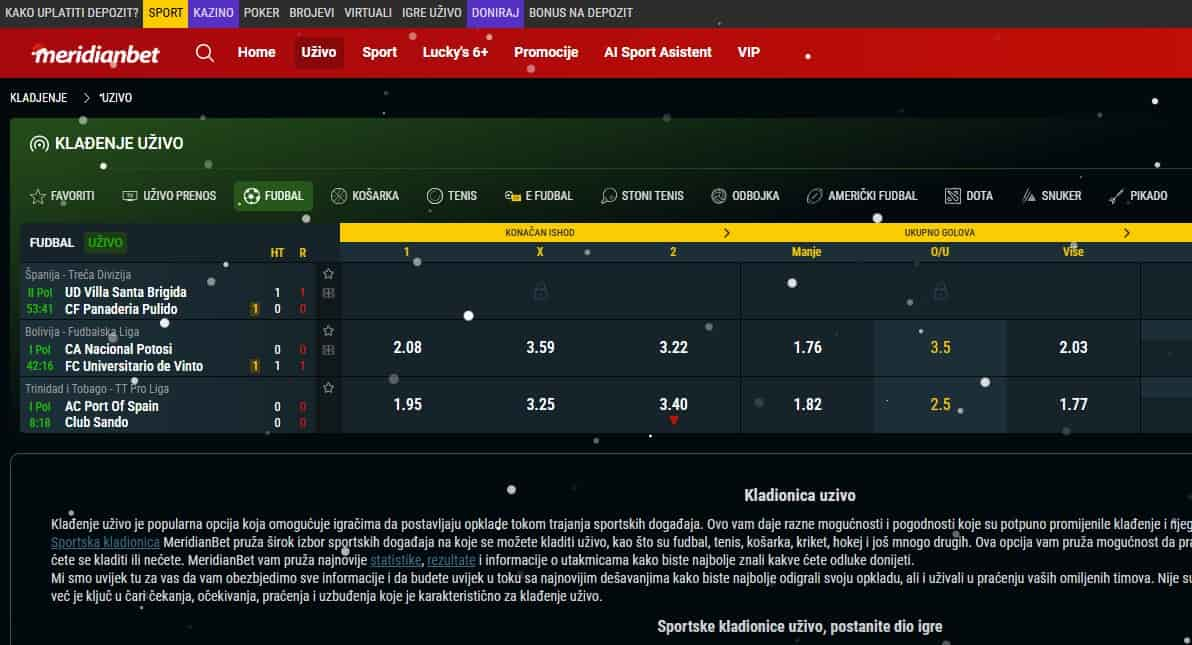 Ostale Ponude Sportske Kladionice Meridianbet